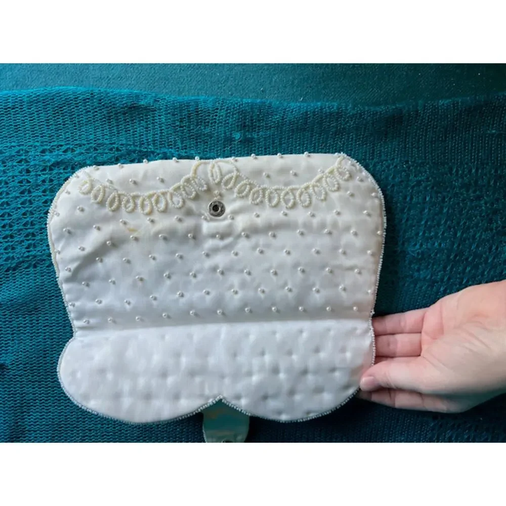 beaded clutch beaded cream bridal